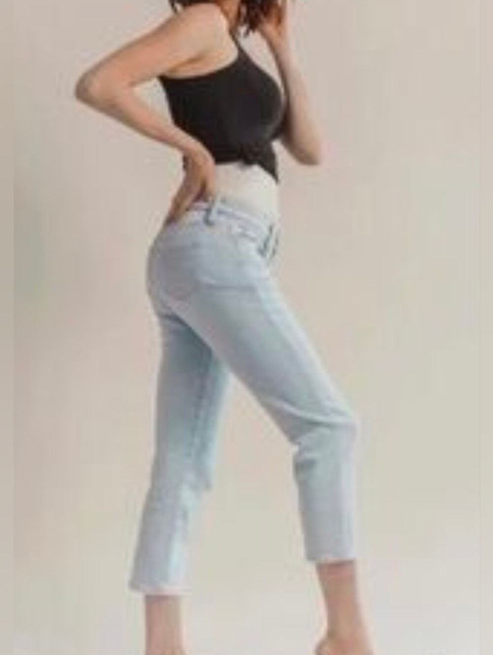 BLANQI Denim Light Wash Over-the-Belly Maternity Cropped Jeans Size 2